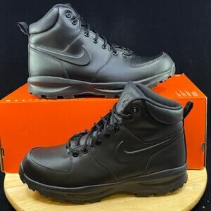 Nike Manoa Leather Triple Black 454350 003 Men's Size 10.5 Boots